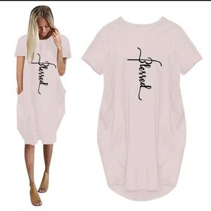 Soft Pink Midi T-Shirt w/Pockets